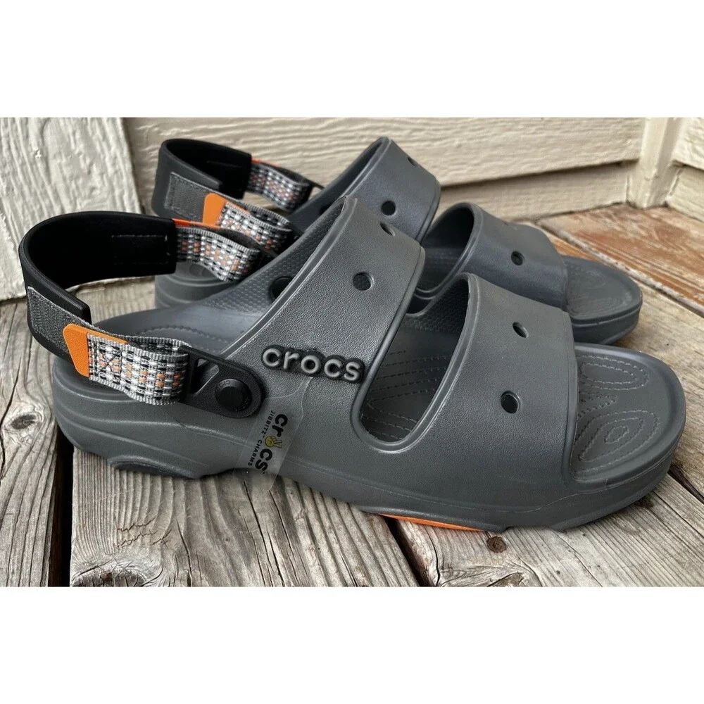 New! Crocs Classic All Terrain Men’s 13 Sandals - Slate Gray/Orange